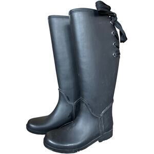 Authentic Women’s Coach Tristee Tall Black Lace Up Rain Riding Boots Size 5 B